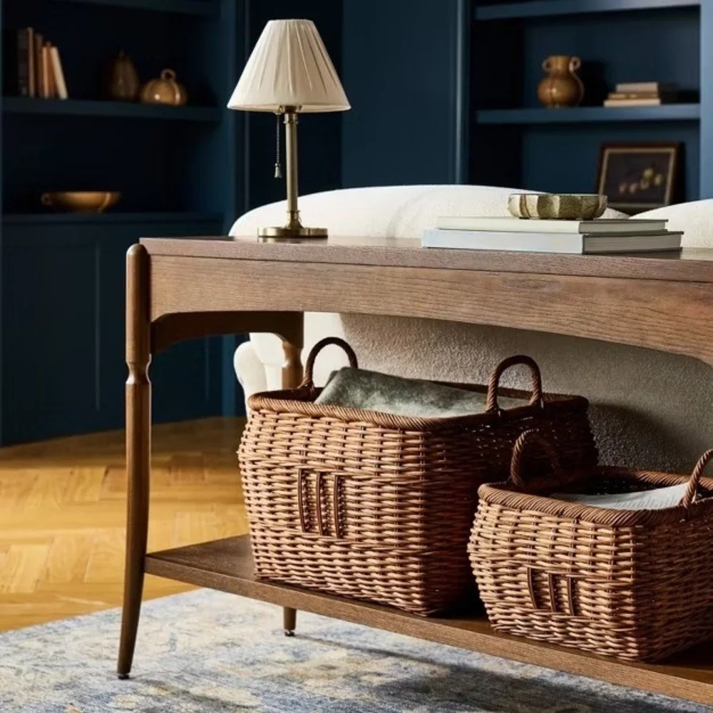 Medium Square Rattan Harvest Basket Brown - Threshold Studio McGee, Target